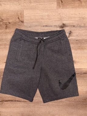 Nike Men's Charcoal Gray Athletic Shorts with Black Swoosh